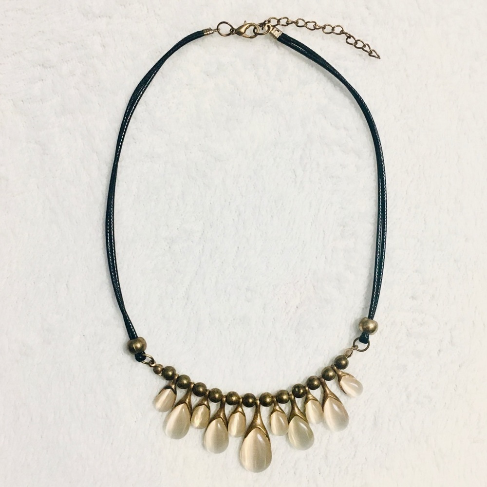Teardrop Stone Date Night Statement Necklace Costume Jewelry - Picture 3 of 6